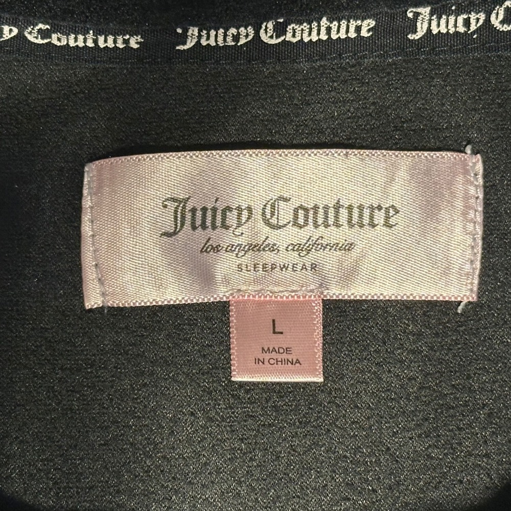Juicy Couture Velour Rhinestone Logo Tee Top Sleepwear‎ Black Large - Picture 4 of 7